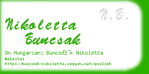 nikoletta buncsak business card